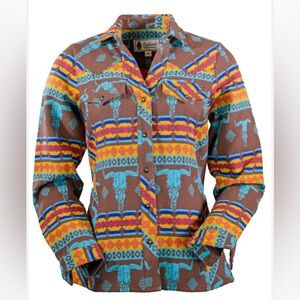 Outback Women’s 100% Cotton Heavy Flannel Button Up Lorelei Western Shirt Sz-Lg